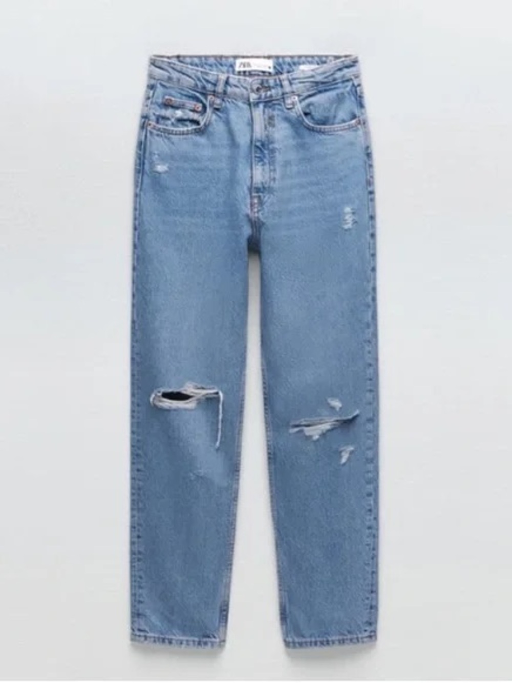 ZARA The 90s Mom Fit Ripped Denim Jean